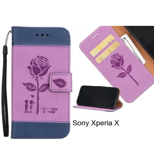 Sony Xperia X case 3D Embossed Rose Floral Leather Wallet cover case