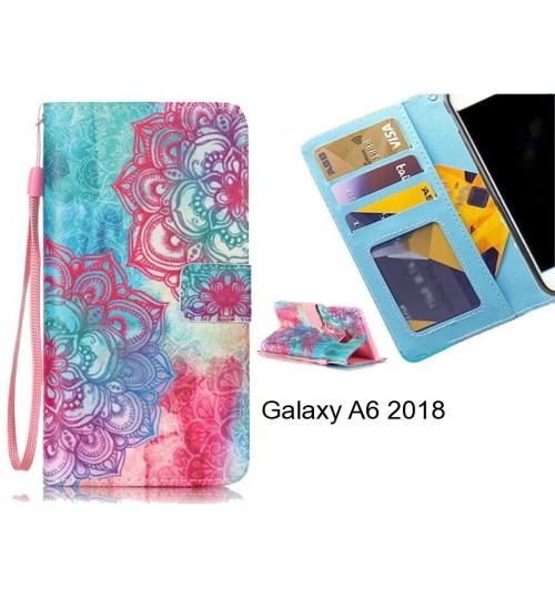 Galaxy A6 2018 case 3 card leather wallet case printed ID