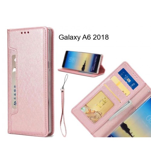 Galaxy A6 2018 case Silk Texture Leather Wallet case 4 cards 1 ID magnet