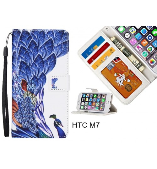 HTC M7  case 3 card leather wallet case printed ID