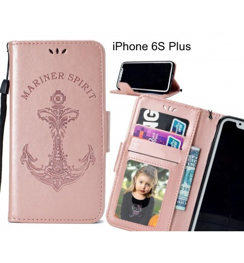 iPhone 6S Plus Case Wallet Leather Case Embossed Anchor Pattern