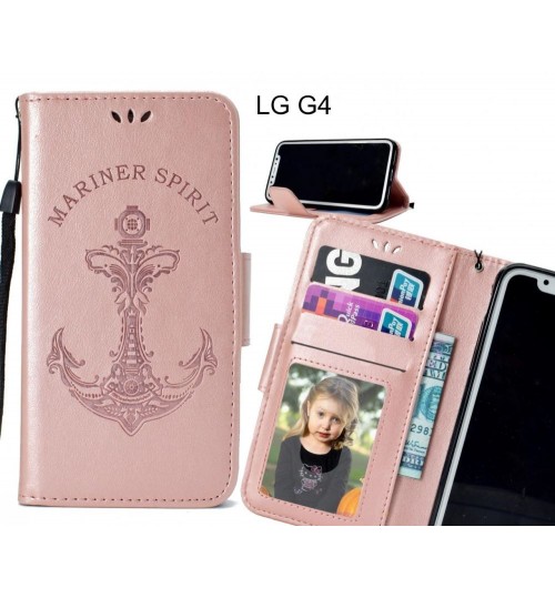 LG G4 Case Wallet Leather Case Embossed Anchor Pattern