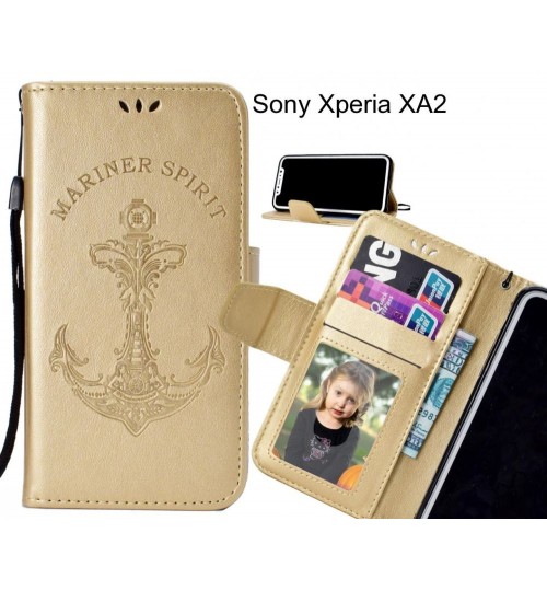 Sony Xperia XA2 Case Wallet Leather Case Embossed Anchor Pattern