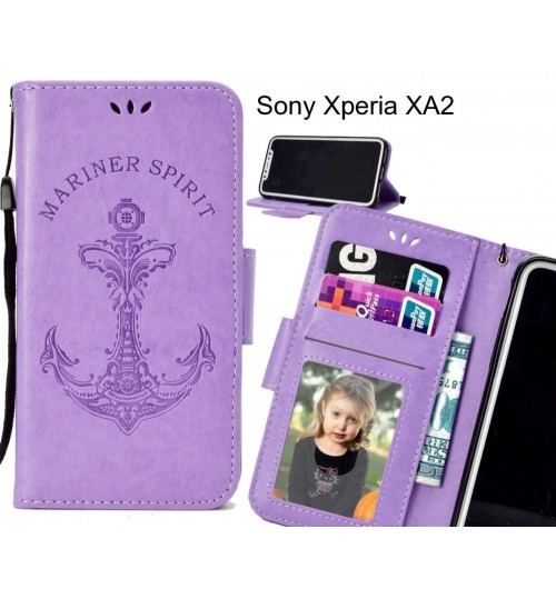 Sony Xperia XA2 Case Wallet Leather Case Embossed Anchor Pattern