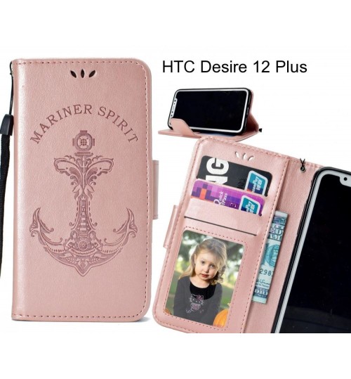 HTC Desire 12 Plus Case Wallet Leather Case Embossed Anchor Pattern