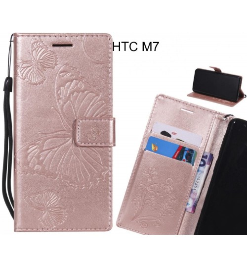 HTC M7 case Embossed Butterfly Wallet Leather Case