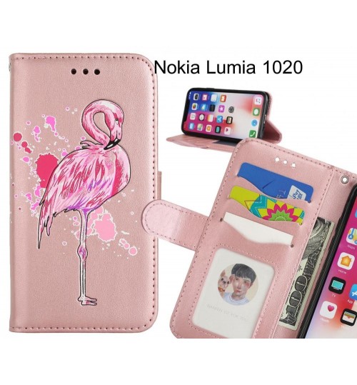 Nokia Lumia 1020 case Embossed Flamingo Wallet Leather Case