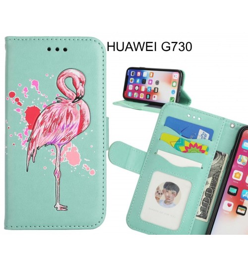 HUAWEI G730 case Embossed Flamingo Wallet Leather Case