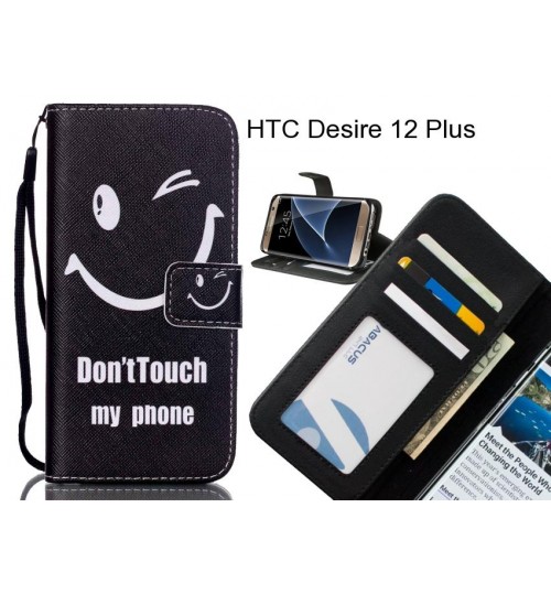 HTC Desire 12 Plus case 3 card leather wallet case printed ID