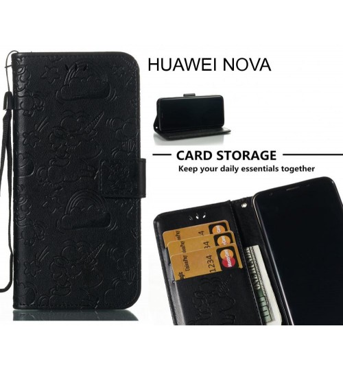 HUAWEI NOVA Case Leather Wallet case embossed unicon pattern