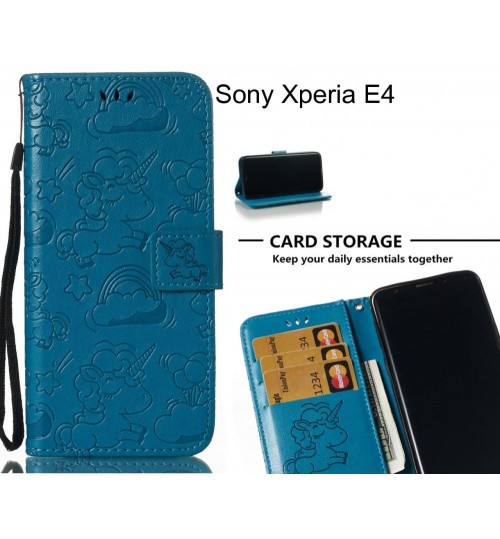 Sony Xperia E4 Case Leather Wallet case embossed unicon pattern