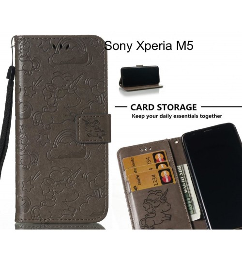 Sony Xperia M5 Case Leather Wallet case embossed unicon pattern