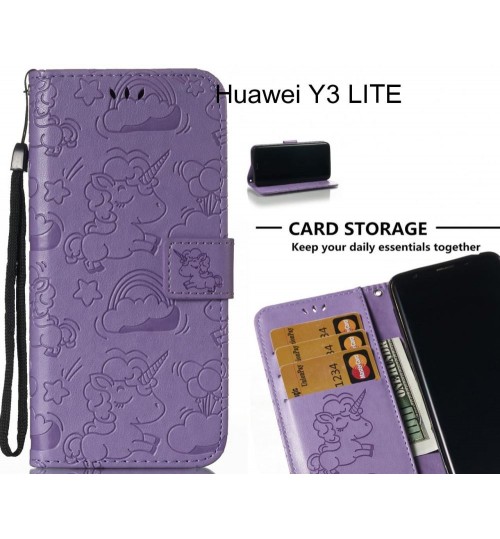 Huawei Y3 LITE Case Leather Wallet case embossed unicon pattern