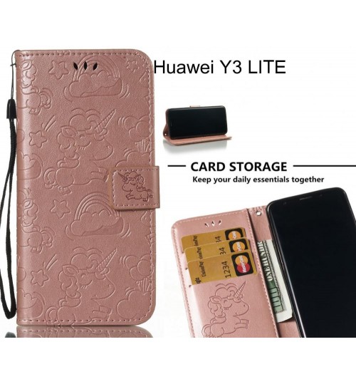 Huawei Y3 LITE Case Leather Wallet case embossed unicon pattern