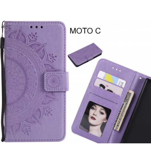 MOTO C Case mandala embossed leather wallet case
