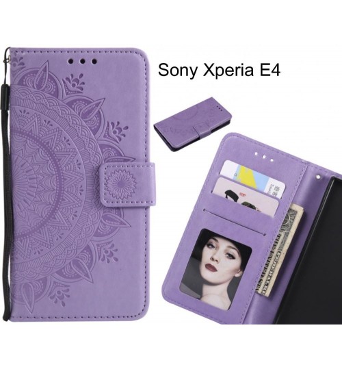 Sony Xperia E4 Case mandala embossed leather wallet case