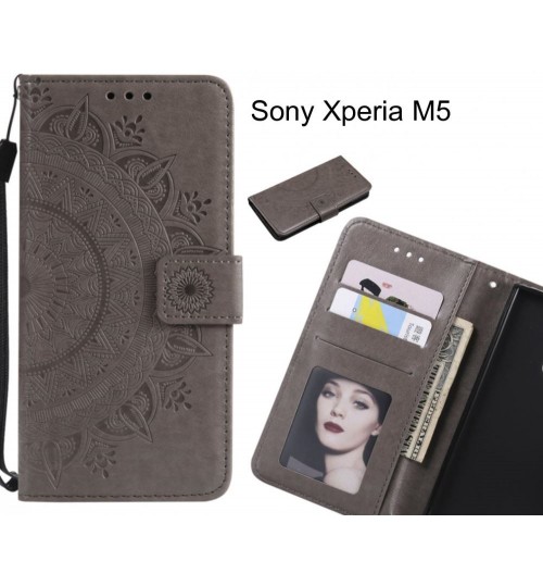 Sony Xperia M5 Case mandala embossed leather wallet case