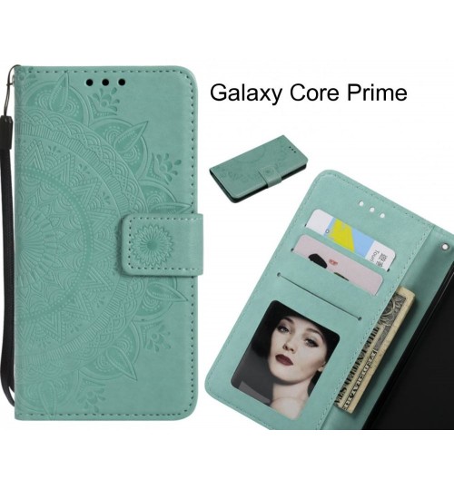 Galaxy Core Prime Case mandala embossed leather wallet case