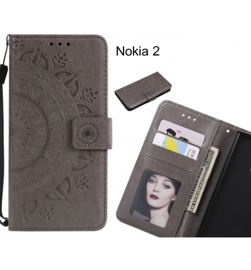 Nokia 2 Case mandala embossed leather wallet case