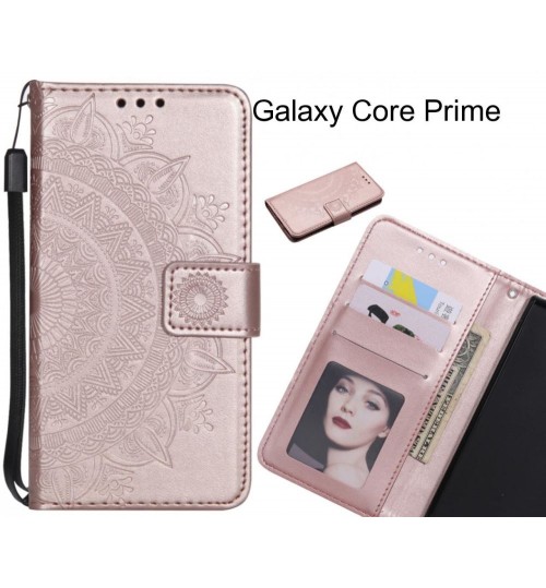 Galaxy Core Prime Case mandala embossed leather wallet case