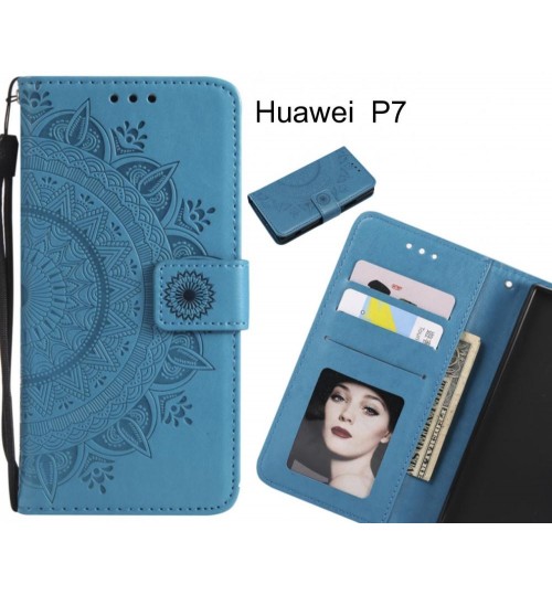 Huawei  P7 Case mandala embossed leather wallet case