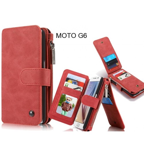 MOTO G6 Case Retro Flannelette leather case multi cards zipper
