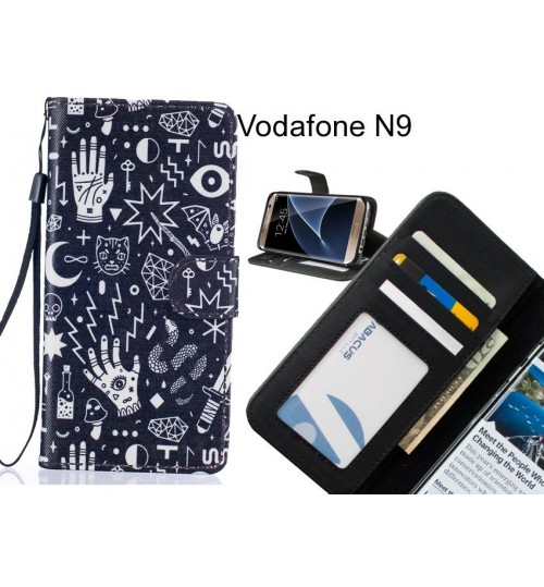 Vodafone N9 case 3 card leather wallet case printed ID