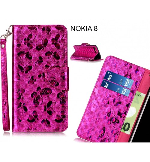 NOKIA 8  case wallet leather butterfly case