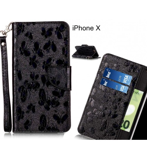 iPhone X  case wallet leather butterfly case