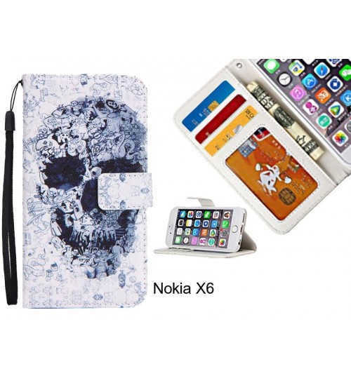 Nokia X6 case 3 card leather wallet case printed ID