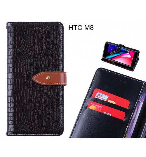 HTC M8 case croco pattern leather wallet case