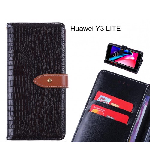 Huawei Y3 LITE case croco pattern leather wallet case