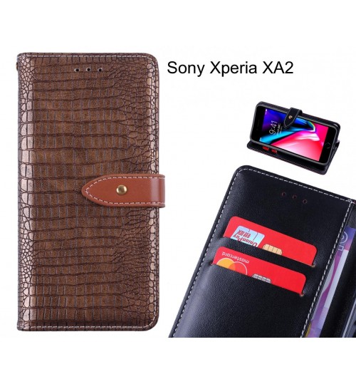 Sony Xperia XA2 case croco pattern leather wallet case