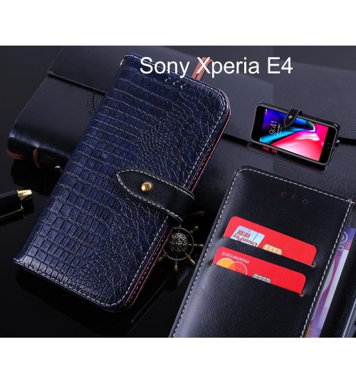 Sony Xperia E4 case leather wallet case croco style