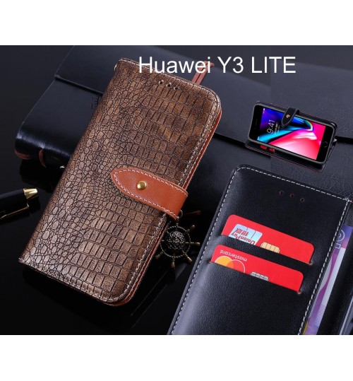 Huawei Y3 LITE case leather wallet case croco style