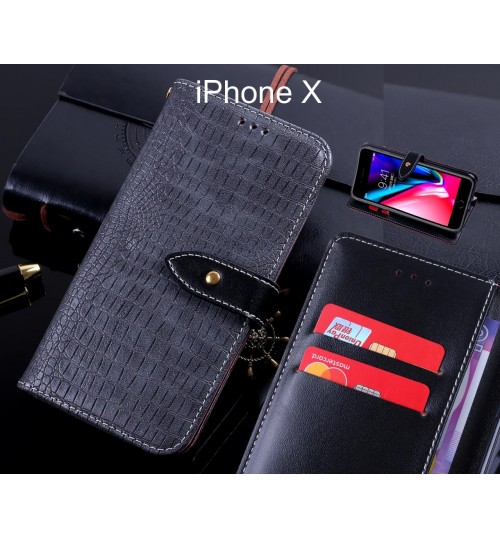 iPhone X case leather wallet case croco style