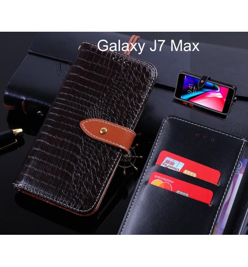 Galaxy J7 Max case leather wallet case croco style