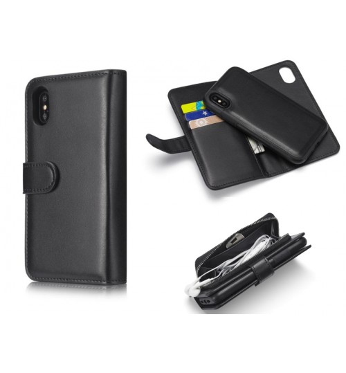 iPhone XS double wallet  Leather Zip case detachable