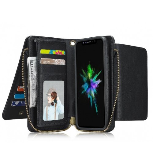 iPhone XS retro wallet  Leather Zip case detachable