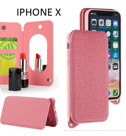 iPhone XS CASE 2 Cards Slot Wallet Flip Case With Mirror