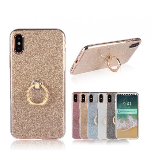 iPhone XS case Soft tpu Bling Kickstand Case with Ring Rotary Metal Mount