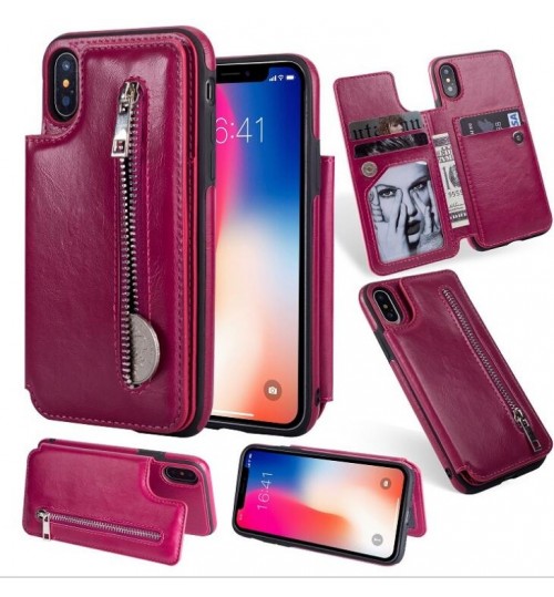 iPhone XS CASE Leather Flip Wallet Card Holder Case Cover