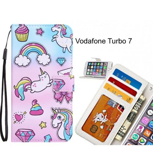 Vodafone Turbo 7 Case 3 card leather wallet case printed ID