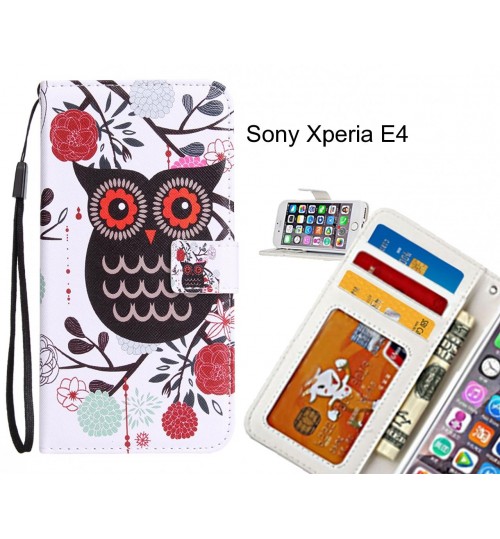 Sony Xperia E4 Case 3 card leather wallet case printed ID