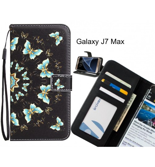 Galaxy J7 Max Case 3 card leather wallet case printed ID