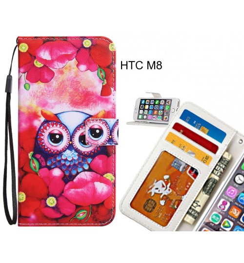 HTC M8 Case 3 card leather wallet case printed ID