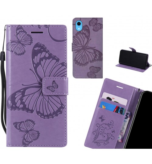 iPhone XR case Embossed Butterfly Wallet Leather Case