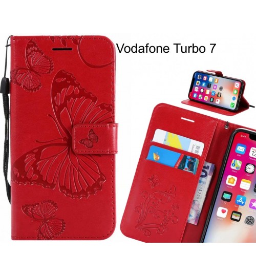 Vodafone Turbo 7 Case Embossed Butterfly Wallet Leather Case
