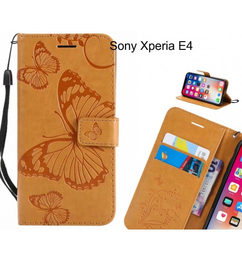 Sony Xperia E4 Case Embossed Butterfly Wallet Leather Case