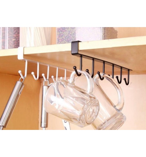 6 Hooks Stainless Steel Kitchen Storage Rack Cupboard Hanging Hook